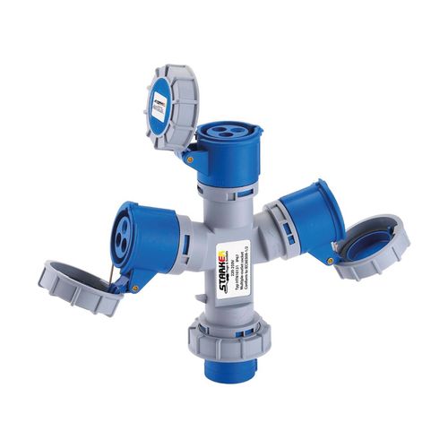 TOMA TRIPLE AÉREA 16AMP 2P+T 250V AZUL 6H IP67 (PULPO)